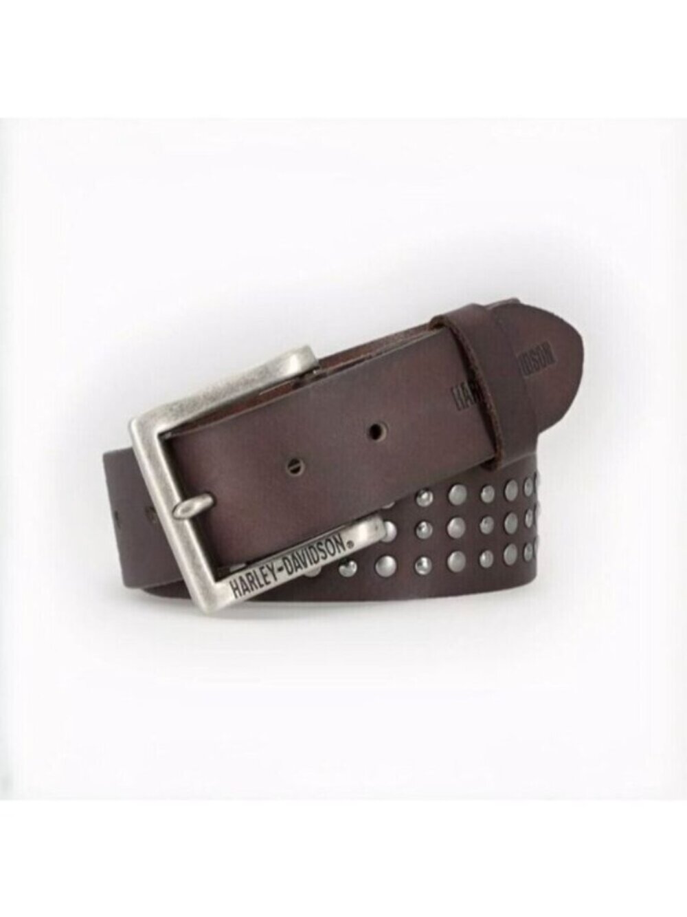 Harley-Davidson Men's Triple Row Studded Genuine Leather Belt Brown Size 40 NEW